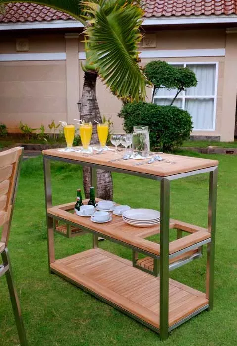 Сервировочный стол для улицы из тика тележка купить недорого Сервировочный стол для улицы из тика тележка купить недорого