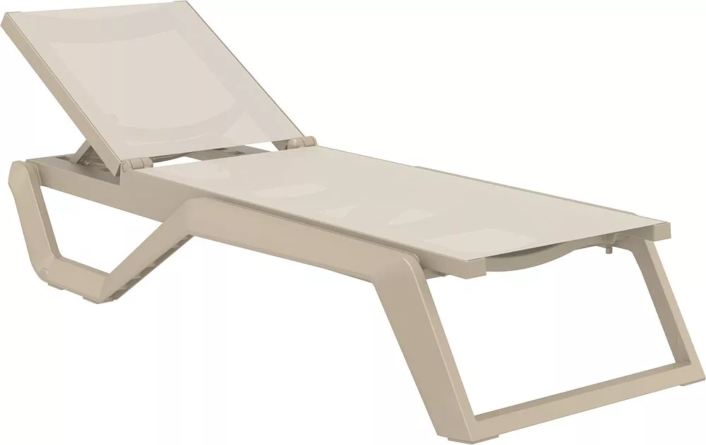 Итальянский шезлонг алюминиевый бежевый текстилен