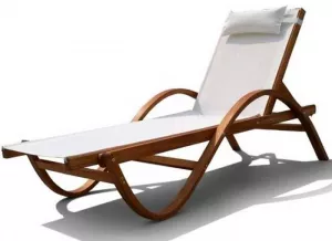 Лежак деревянный с текстиленом для пляжа купить