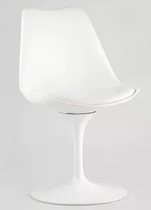 Пластиковый стул вращающийся со спинкой для кухни, белый