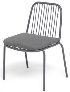 Стул плетеный из роупа, каркас алюминий, светло-серый