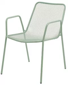 Зеленые пластиковые стулья на металлических ножках
