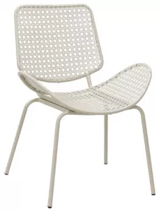 Уличные белые металлические стулья с серым текстиленом