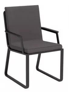 Кресло металлическое с подушкой, белое с тиковыми подлокотниками