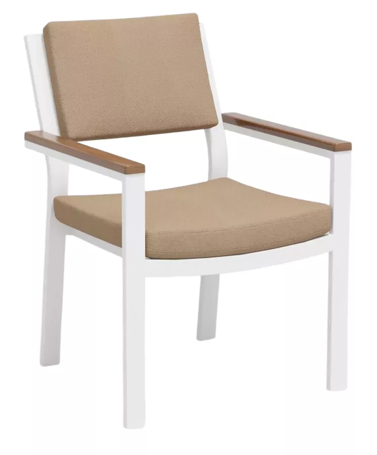 Стулья для улицы металлические со спинкой алюминий/тик