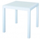 Квадратный пластиковый стол 80 с имитацией ротанга, белый